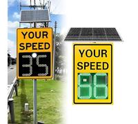 23.6"X29.5"/24"X35"Radar Speed Sign - Integrated Solar Power, Radar Display, Visible Distance:>500m,For Street/Road Metal Warning Signs(Yellow,24"x35")