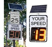 23.6"X29.5"/24"X35"Radar Speed Sign - Integrated Solar Power, Radar Speed Display Sign, Visible Distance:>500m,For Street/Road Metal Warning Signs(White,20"x27")