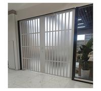 23-60 X 80/96 In Interior Accordion Folding Door, White/Black Aluminum Alloy Closet Sliding Door with Frosted Acrylic, Privacy Retractable Divider Doors for Bathroom Laundry Room(White,49x80in/124.5x2