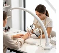 23.62" Half Moon Light for Nail Desk, Nail Desk Lamp with Phone Holder, Aluminum alloy & PVC LED Manicure Half Ring Light for Nail Tech Eyelash Makeup Tattoo Holder(White,10PCS)