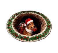 23.62 Inch 3D Visual Rug Santa Up Design Festive Slip Doormat For Xmas Indoor Outdoor Use Perfect Front Door Bathroom Kitchen Holiday Season Carpet With Fille Nautical Throw (Red, One Size)