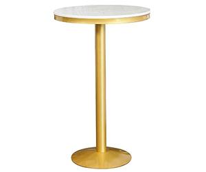 23.6in Round Metal Bar Table Elegant Marble Top Dining Table Easy Assembly 220lb Weight Capacity Perfect for Living Room Cafes Parties Wine Serving