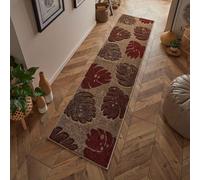 (23. 7155Q Leaf - Beige Terracotta, Hallway Runner : 60 x 230 cm) Modern Geometric Floral Abstract Area Rugs Check Multi Coloured Non Slip Runner