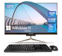 23.8" Full HD All in One Desktop Computer - 16GB RAM, 512GB SSD, Windows 11, Intel 13th Gen, Dual-Band WiFi, HDMI, USB 3.0, FHD IPS Display - AIO PC with Wireless Keyboard, Mouse, 2MP Web Camera