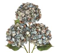 23" Artificial Hydrangea Flowers Stems with 15cm Large Flower Heads 3Pcs Glitter Christmas Flower Arrangement for Christmas Decorations Wedding Centrepieces Holiday Party Home Office, Blue Gold