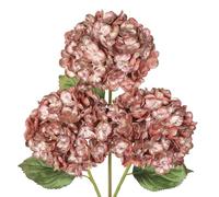 23" Artificial Hydrangea Flowers Stems with 15cm Large Flower Heads 3Pcs Glitter Christmas Flower Arrangement for Christmas Decorations Wedding Centrepieces Holiday Party Home Office, Pink Gold