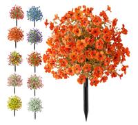 23" Artificial Violet Topiary Ball Trees with Ground Spikes, UV Resistant & Waterproof Faux Flower Decor, Realistic Fake Flowers Greenery for Home Decor (orange,1pc)
