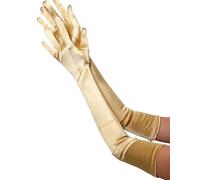 23" Extra Long Super Stretch Over the Elbow Party Bridal Dance Sexy Satin Gloves A-Grade Quality 16BL 58cm, Gold, One Size