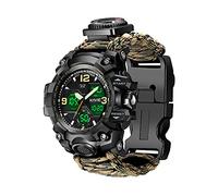 23-in-1 Survival Military Digital Watch, Mens Tactical Multi-Functional and Adjustable Wristband Outdoors Waterproof Sports Dual Dial Watches with Compass Paracord Band, Autumn Leaves Camouflage,