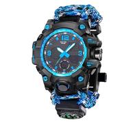 23-in-1 Survival Military Digital Watch, Mens Tactical Multi-Functional and Adjustable Wristband Outdoors Waterproof Sports Watches with Compass Paracord Band(Blue)