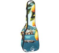 23 Inch Concert Ukulele Case Art Vintage Retro Italian Coast and Lemon Ukulele Padded Bag with Storage and Shoulder Straps