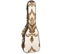 23 Inch Concert Ukulele Case Beige Brown Fleur De Lis Seamless Pattern Ukulele Padded Bag with Storage and Shoulder Straps
