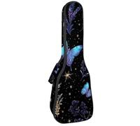 23 Inch Concert Ukulele Case Boho Magic Space Moon Stars Herbs and Butterflies Ukulele Padded Bag with Storage and Shoulder Straps