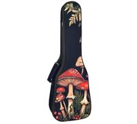 23 Inch Concert Ukulele Case Border with Mushrooms Fern and Berries Ukulele Padded Bag with Storage and Shoulder Straps