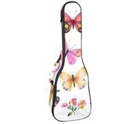 23 Inch Concert Ukulele Case Colorful Butterflies Pink Yellow Red Flora l Ukulele Padded Bag with Storage and Shoulder Straps
