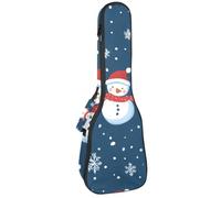 23 Inch Concert Ukulele Case Cute Christmas Snowman and Snowflakes Ukulele Padded Bag with Storage and Shoulder Straps