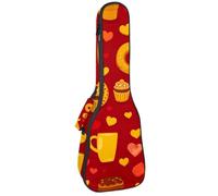 23 Inch Concert Ukulele Case Cute Cupcake Candy Donut Sweets Desserts and Hearts Ukulele Padded Bag with Storage and Shoulder Straps