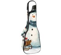 23 Inch Concert Ukulele Case Cute Watercolor Snowman in a Black Hat and Scarf Ukulele Padded Bag with Storage and Shoulder Straps