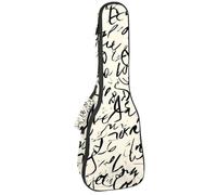 23 Inch Concert Ukulele Case Hand Written Letters Ukulele Padded Bag with Storage and Shoulder Straps