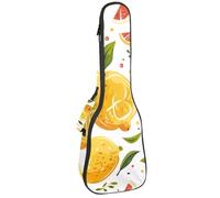 23 Inch Concert Ukulele Case Lemons and Sliced Fruits Summer Pattern Ukulele Padded Bag with Storage and Shoulder Straps