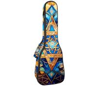 23 Inch Concert Ukulele Case Modern Star of David Art Abstract Pattern Ukulele Padded Bag with Storage and Shoulder Straps