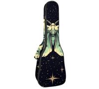 23 Inch Concert Ukulele Case Mystical and Magical Moon and Butterfly Ukulele Padded Bag with Storage and Shoulder Straps