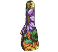 23 Inch Concert Ukulele Case Seamless Colorful Sunflower Pattern Ukulele Padded Bag with Storage and Shoulder Straps