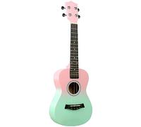 23 Inch Concert Ukulele, Gradual Change Stringed Musical Instruments Ukelele For Adults, Beginner, Soprano Ukulele Kit W/Case Strap Tuner Strings Picks (Color : Pink-green_23in)