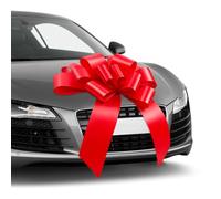23 Inch Large Red Car Bow with 2 Double-sided Tape & 2 Suction Cups, Decorative Ribbon for Automotive, Trucks, SUVs, Giant Bows for Christmas, Birthday, Wedding, New Vehicle Present, Party Decoration