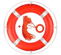 23 Inch Life Rings with 98.4ft Water Floating Lifesaving Rope Set, Life Ring for Pool, Pool Safety Ring with Reflective Strip, Pool Life Ring with Rope (Orange) - 2 Size