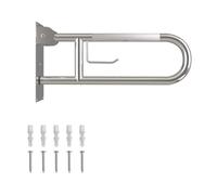 23 Inch Toilet Grab Bar, Flip Up Grab Bar with Paper Holder, Anti-Slip Safety Bars for Toilet, Stainless Steel Knurled Toilet Handles for Seniors Disabled Elderly Pregnant, Brushed Nickel