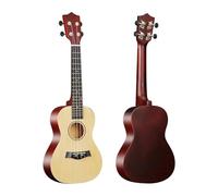 23-inch Ukulele Acoustic Ukulele Kit With Storage Bag Strap Bridge Pin Pitch Shifter Pickup Tuner Cloth Basswood Ukulele Starter Kit(Wood Color)