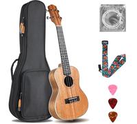 23 Inch Ukulele Kit for Adults Concert Mahogany Ukulele Set, 23-inch children's guitar, handcrafted soprano ukulele, with Gig Bag,Picks,Strings,Strap Accessories,Present for Beginner Graduation(Wood)