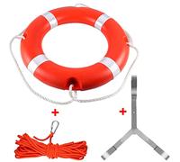 23" Life Ring Boat Safety Throw Ring with Water Floating Lifesaving Rope 50’ and Bracket for Boating Safety - Orange