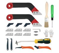 23 Pack Grout Removal Tool Kit, 2 Tile Grout Saws with 6 Extra Blades，Caulk Remover for Bath Shower，Grout Scraping Rake for Cleaning Ceramic Tile Joints and Corners (red)