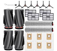 23 Pack Replacement Parts for eufy Omni E25/E28 Robot Vacuum Cleaner | 2 Pairs Main Brushes 2 Roller Mops 4 HEPA Filters 6 Side Brushes 6 Dust Bags 1 Cleaning Brush