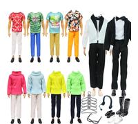 23 Pcs Doll Clothes Compatible with Ken Clothing and Accessories, Includes 1 Suit, 1 Sweater, 6 Pants Jackets, 20 Shoes, 5 Shelves, 1 Headphones, 1 Glasses, Suitable for Children's Party