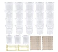 23 Pcs Measuring Cups, 100ml Epoxy Mixing Cups, Plastic Measuring Cup with 30 pcs Paint Stir Sticks, Liquid Measuring Cups, Graduated Panting Mixing Cups for Mixing Painting, Pigments, Stain, Resin