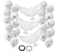 23 Pcs Memorial Dove Balloons Set, White Funeral Remembrance Balloon to Release in Sky Ceremonies, Funeral Remembrance Balloon for Condolence Memorial Decoration