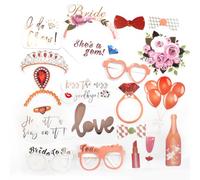 23 Pcs Rose Gold & Pink Hen Party Wedding Photo Booth Props | Bridal Shower Decor & Wedding Games Accessories