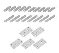 23 Pcs Stainless Steel Repair Brackets Set Includes 30x55mm Square Plates 5Pcs 57x16x1.8mm Straight Plates 10Pcs 77x16x1.8mm Straight Plates 8Pcs for Wood Furniture Fixing