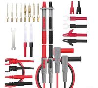 23 piece electrical testing probe kit suitable for laboratory and field applications, equipped with piercing probes, mini hook pliers, and clips for multimeter use
