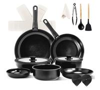 23 Piece Pots and Pans Sets Non Stick, Induction Kitchen Cooking Set, Nonstick Detachable Handle Cookware, Stackable Pots Pans, Oven Safe with Frying Pans Set, PFOA/PFOS Free, Black