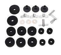 23 Pieces Cymbal Replacement Accessories, Drum Set Felts with Non Slip Felt Pads, Cymbal Sleeves Nuts Washers Base Set, Includes 2.5cm 4cm 5cm Felt Pads for Boom Brackets and Heavy (Black)