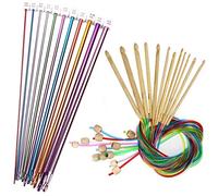 23 Pieces Tunisian Crochet Hooks Set 3-10 mm Cable Bamboo Knitting Needle with Bead Carbonized Bamboo Needle