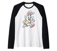 23 Running Easter Egg Cute Bunny Cartoon Fun Raglan Baseball Tee