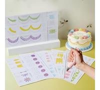 23 Sheets Cake Decorating Practice Board,Cream Decorating Drawings,Reusable Cake Decorating Practice Paper,Piping Icing Drawing Stencils