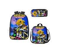 (23) Sonic 3 Piece School Bag Lunch Bag Pencil Case Kids Set