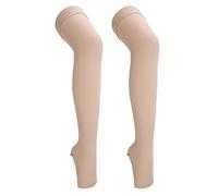 23 to 32mmHg Compression Stockings, L to XXL Optional Open Toe Thigh High Graduated Compression Sock for Man and Woman Daily Sport and Sitting, Spider Veins Socking for Edema Tired Relieving(L)