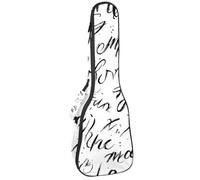 23" Ukulele Bag Art Hand Written Letters Padding Carry Case Ukulele Cover with Storage and Thick Handle